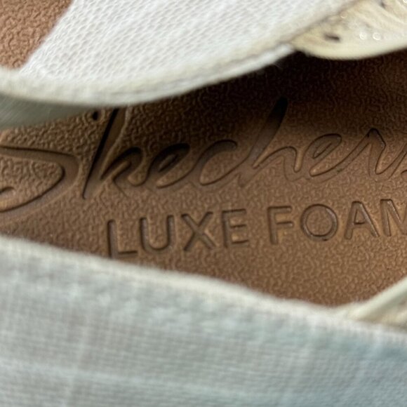 Skechers Luxe Foam Brie Sandals Elastic Slingback Woven Strap Natural Size 8 - Picture 7 of 8